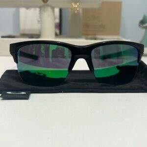 OAKLEY | USED unisex Thinlink Semi Rim Matte Black Glasses Jade Iridium Lenses